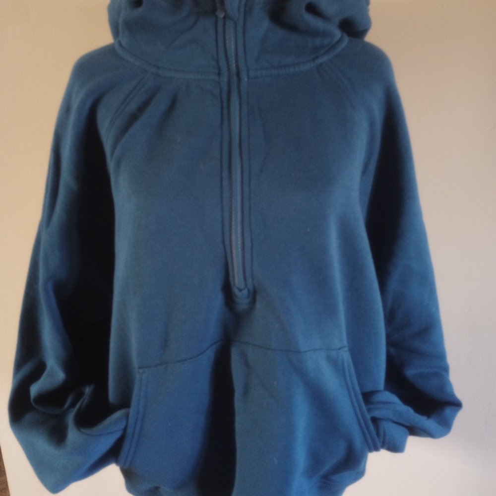 Member's Mark Women's Ribbed Half Zip Fleece Hoodie, Teal, XLarge